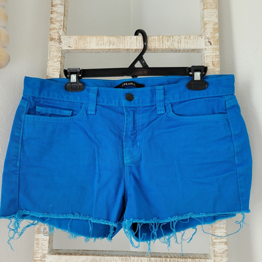 J Brand Bright Blue Distressed Shorts Sz 28